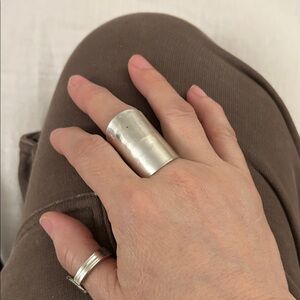 Wide Silver Plated Spoon Dome Statement Ring
